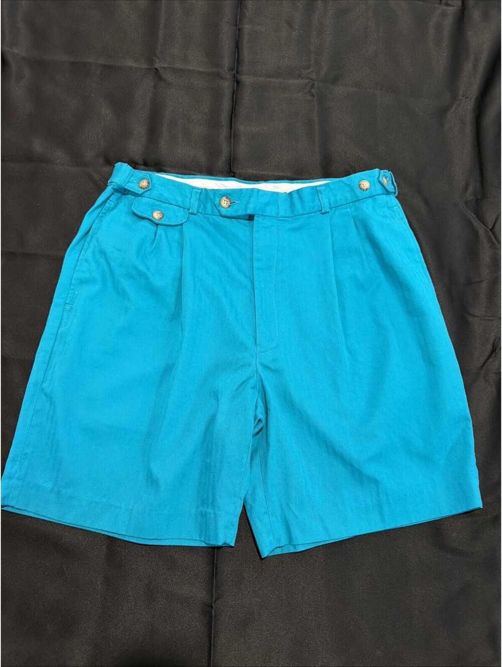 Par Four Golf Shorts Mens Size 36 Vintage Teal Pleated Cotton Retro
